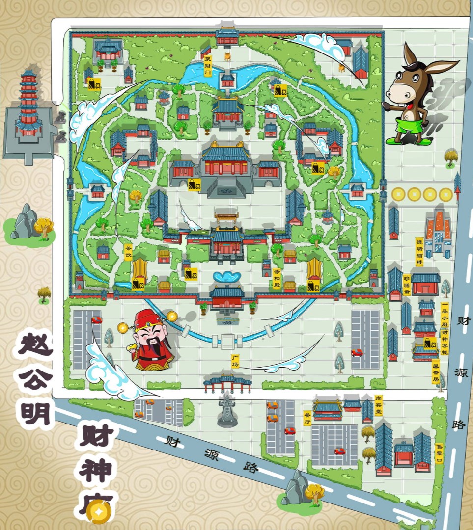 泰兴寺庙类手绘地图